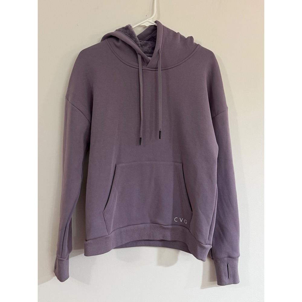 CVG Constantly Varied Gear Purple Faux Fur Lined Thumbhole Pullover Hoodie Small
